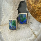 Vintage Sterling Silver Square Azurite Malachite Stud Earrings For Women