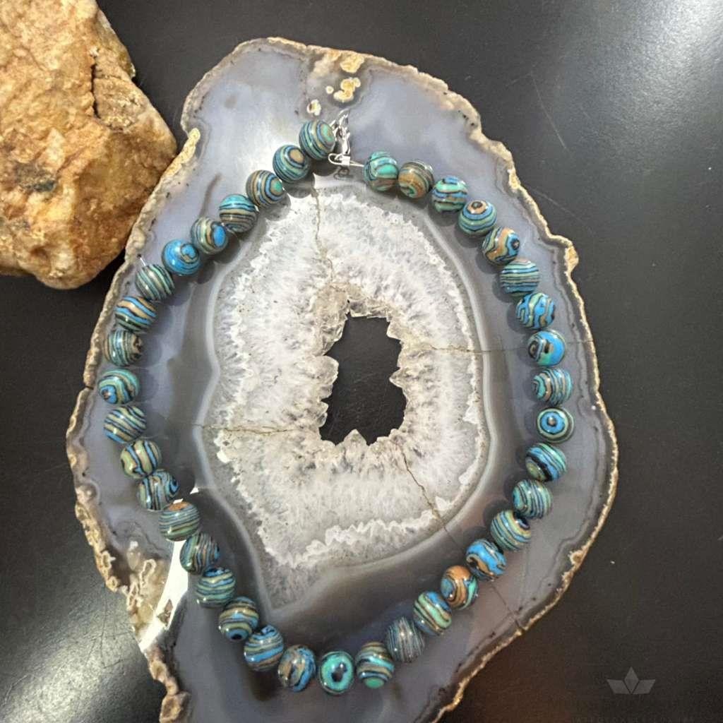 Sterling Silver 10mm Mexican Calcite Beads 16" Necklace For Women