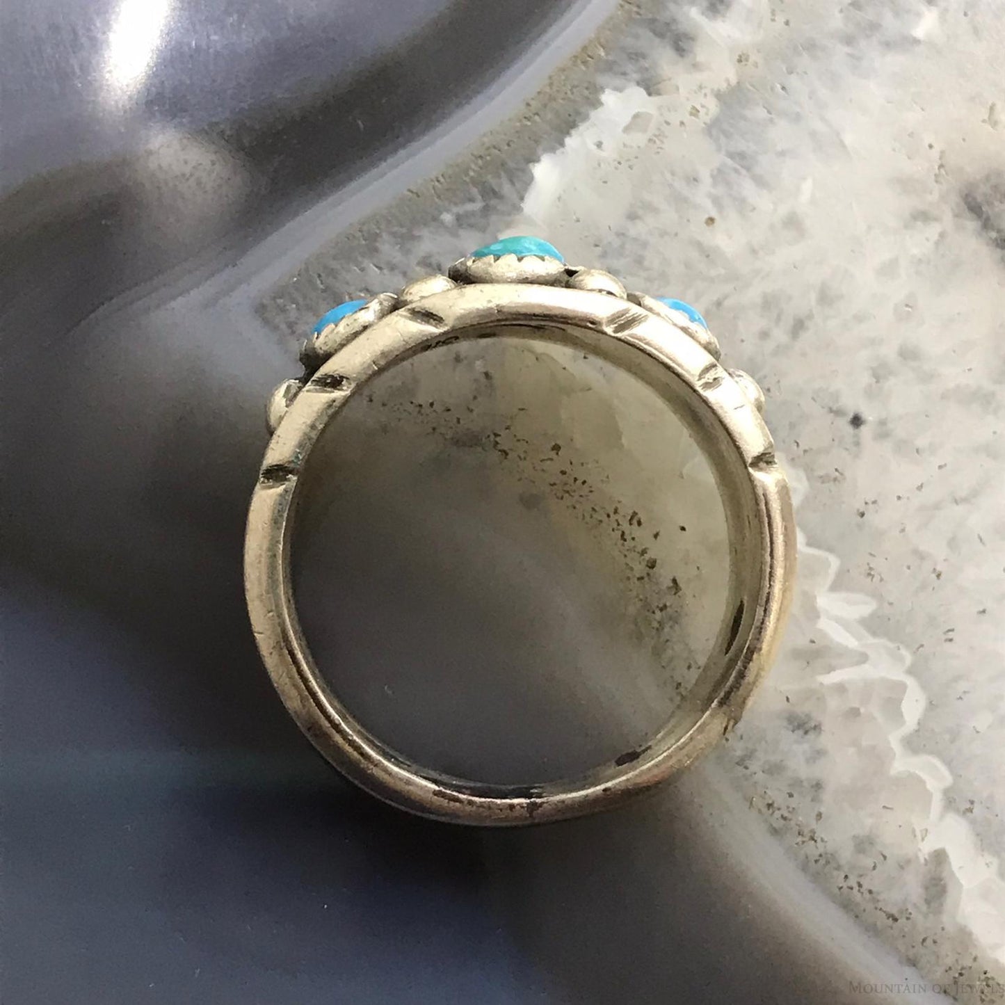 Milton Lasiloo Vintage Native American Sterling Turquoise Unisex Band Ring Size 11.5