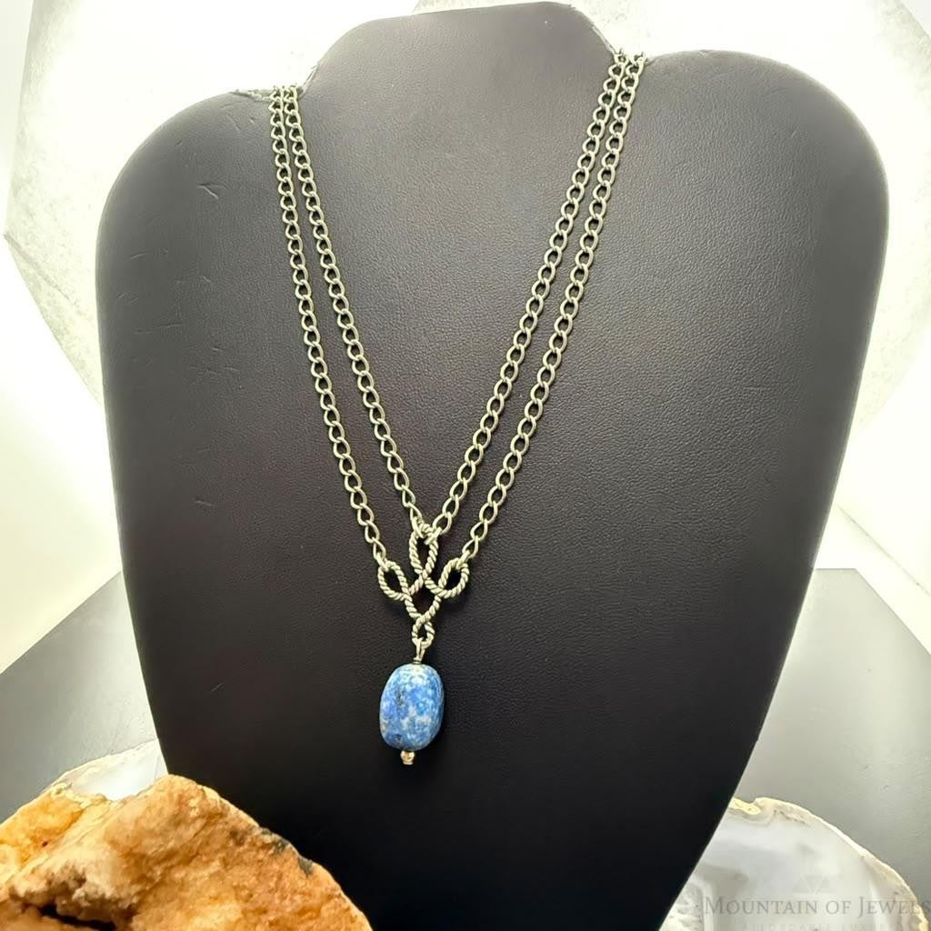 Carolyn Pollack Sterling Silver Sodalite Double Chain Link Necklace For Women