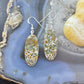 Sterling Silver Elongated Oval River Jasper Slab Dangle Earrings For Women #227