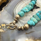 Vintage Sterling Silver Native American Natural Chunky Turquoise 16" Necklace For Women