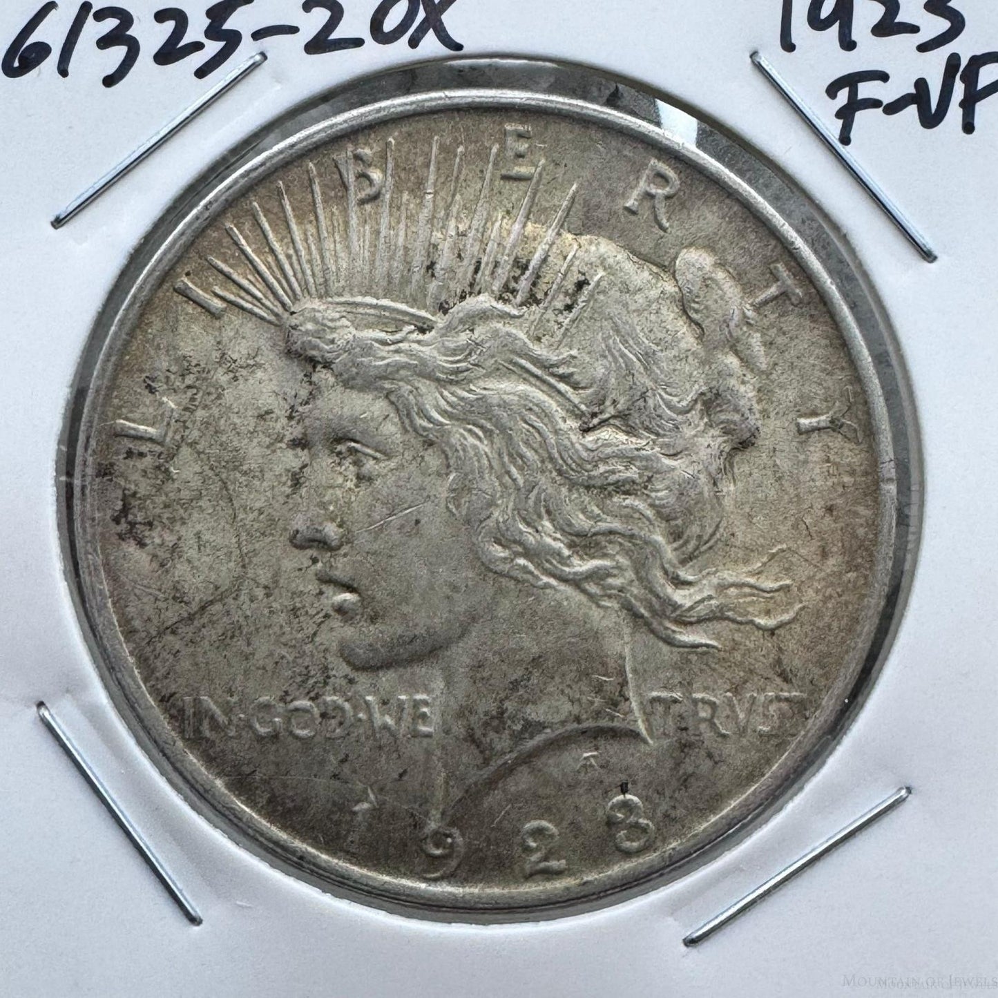 1923 US 90% Peace Silver Dollar F-VF #61325-2OX
