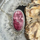 Sterling Silver Southwestern Style Oval Thulite Decorated Ring Size 7 For Women