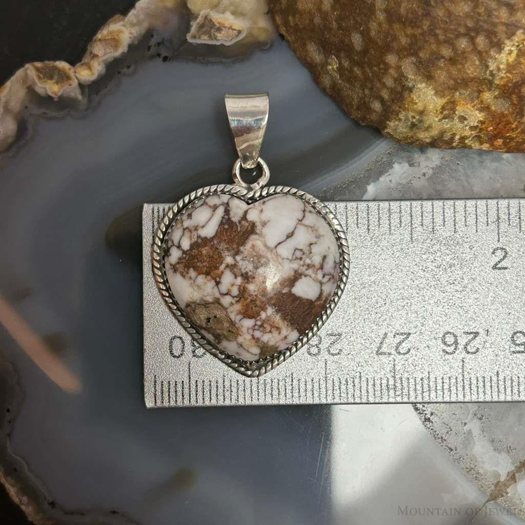 Sterling Silver Southwestern Style Wild Horse Heart Pendant For Women #3