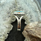 Native American Sterling Silver Oval Kingman Turquoise Decorated Ring Size 8.5 For Women