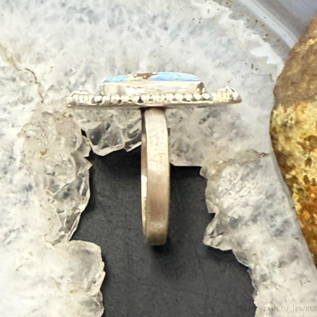 Sterling Silver Southwestern Style Oval Golden Hill Turquoise Adjustable Ring For Women
