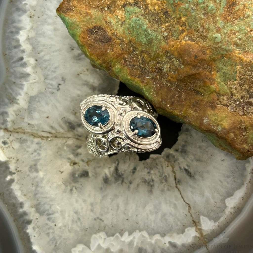 Carolyn Pollack Sterling Sterling Faceted London Blue Topaz Doublet Ring Size 8 For Women