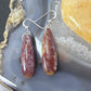 Sterling Silver Teardrop Plum Moss Agate Slab Dangle Earrings For Women #507