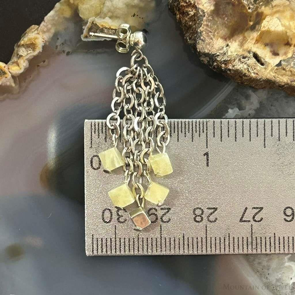 Carolyn Pollack Sterling Silver Tiny Creamy Stone Cube Bead Chandelier Earrings For Women