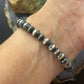 Native American Sterling Navajo Pearl Beads 6mm Stretch Bracelet For Women