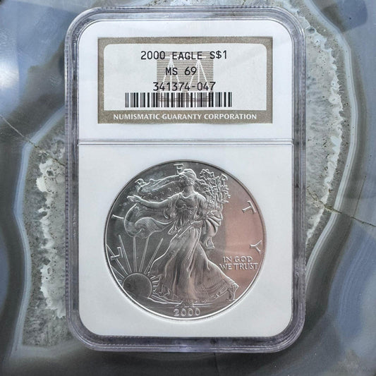 2000 US 1.0oz .999 Fine Silver American Silver Eagle NGC MS69 #341374-047EX