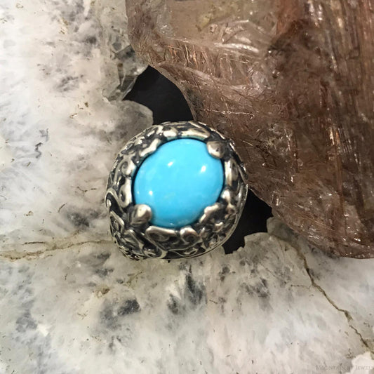 Carolyn Pollack Sterling Silver Oval Sleeping Beauty Turquoise Ring Size 5.25 For Women