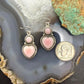 Sterling Silver Southwestern Style Heart Pink Conch Dangle Earrings For Women