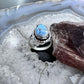 Native American Sterling Silver Oval Golden Hill Turquoise Ring Sz 9.5 For Women