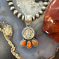 Genuine 1918 90% Silver Mercury Dime Coin w/Teardrop Orange Spiny Oyster Pendant