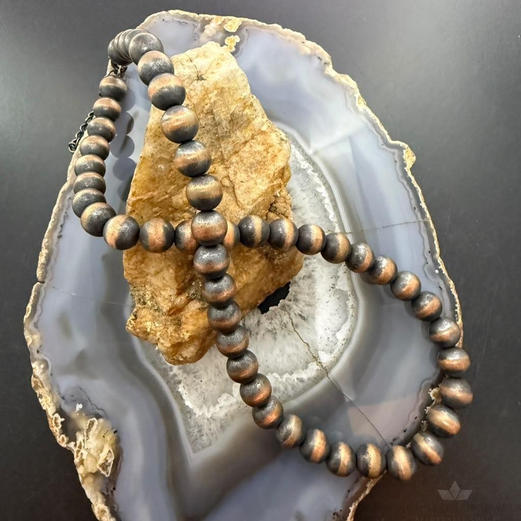 Copper Navajo Pearl Beads 10 mm Necklace Length 18"-20" For Women