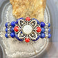 Carolyn Pollack Sterling Jaser, Lapis, Mop,3 Row Wire Stretchy Cuff For Women