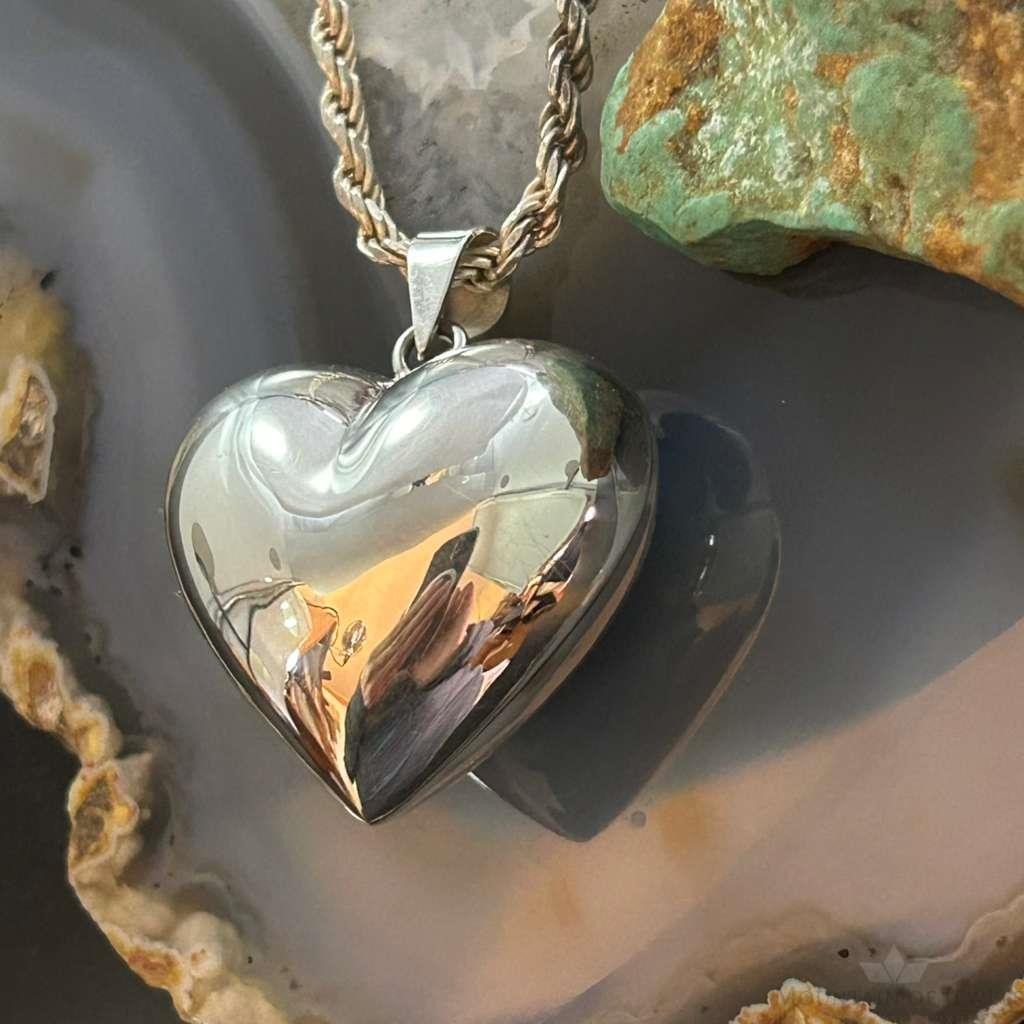 Sterling Silver Puff Heart Pendant For Women