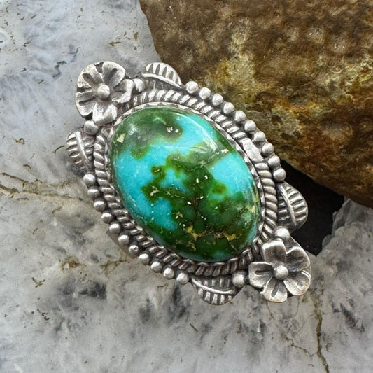 Sterling Silver Southwestern Style Sonora Gold Turquoise Decorated Adjustable Ring For Women #1