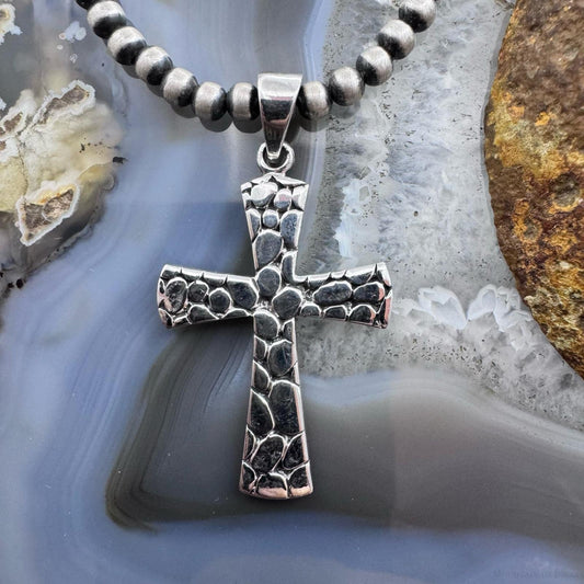Sterling Silver Southwestern Style Decorated Unisex Cross Pendant