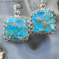 Sterling Silver Southwestern Style Blue Copper Turquoise Dangle Earrings For Women #1