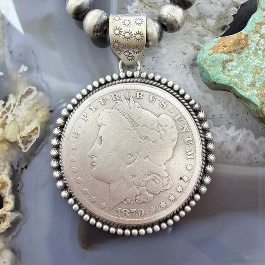 Genuine 90% Silver 1897 US Morgan Dollar Decorated Unisex Pendant
