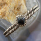 Vintage Native American Silver Square Onyx Double Coil Bracelet For Women