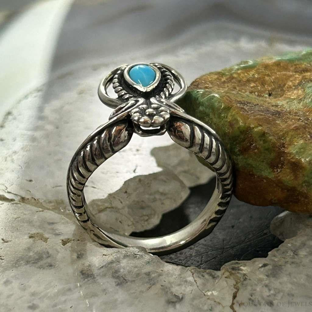 Carolyn Pollack Sterling Silver Teardrop Turquoise Decorated Ring For Women