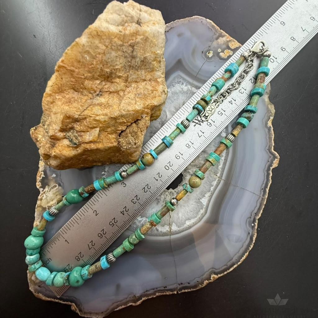 Carolyn Pollack Sterling Silver Turquoise Beads and Disk 16"-19" Necklace For Women