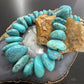 Vintage Sterling Silver Native American Natural Chunky Turquoise 16" Necklace For Women