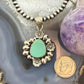 Sterling Silver Southwestern Style Turquoise w/Flower Decorated Pendant For Women #1