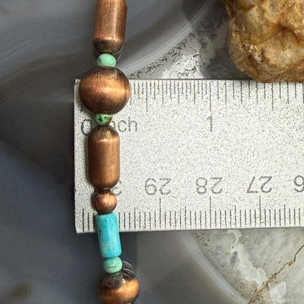 Southwestern Style Copper Navajo Pearl & Cylinder w/Sediment Jasper 18" Necklace For Women