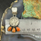 Genuine 1941 90% Silver Mercury Dime Coin w/Teardrop Orange Spiny Oyster Unisex Pendant