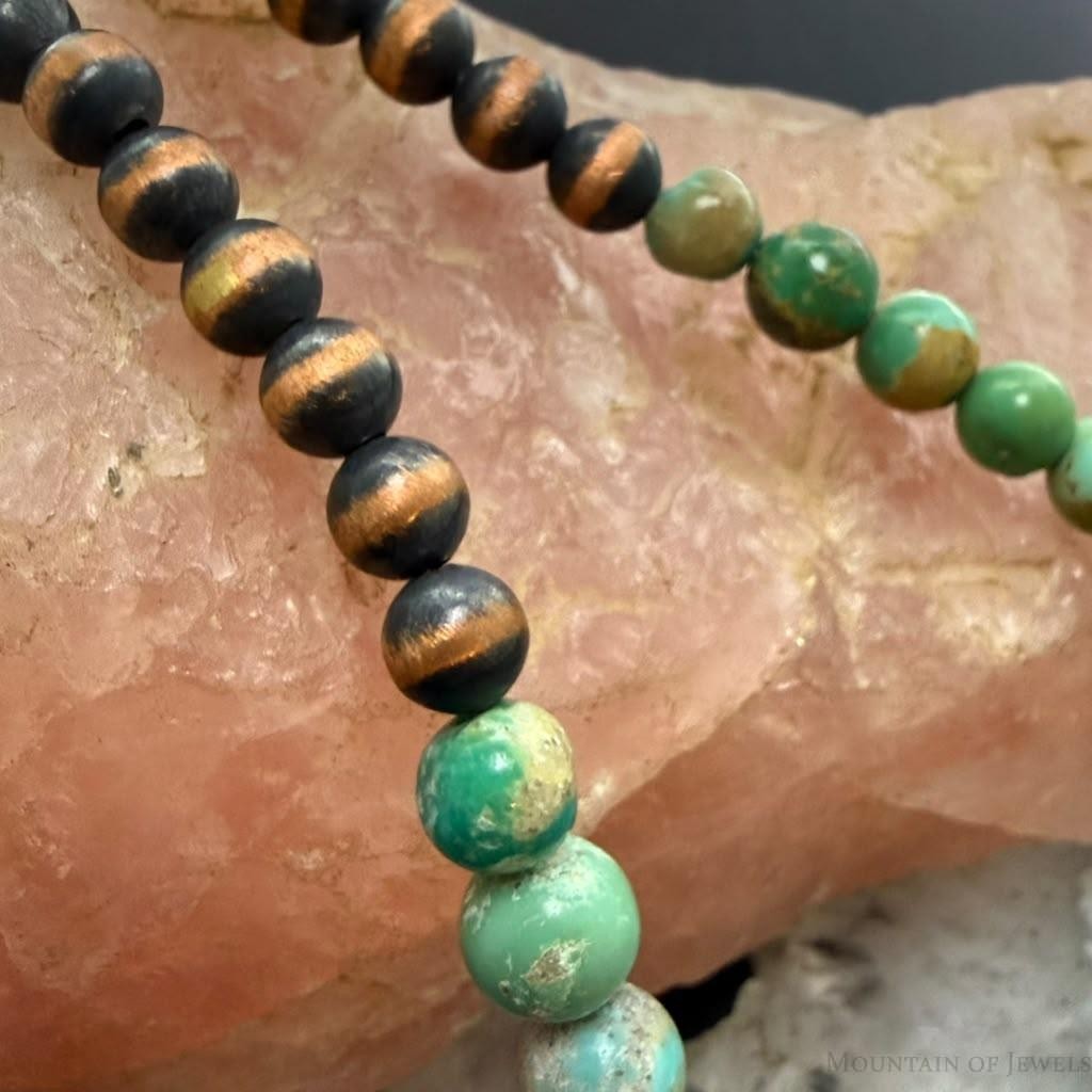 Southwestern Style 6mm Copper Navajo Pearl w/Hubei Turquoise Beads Necklace For Women