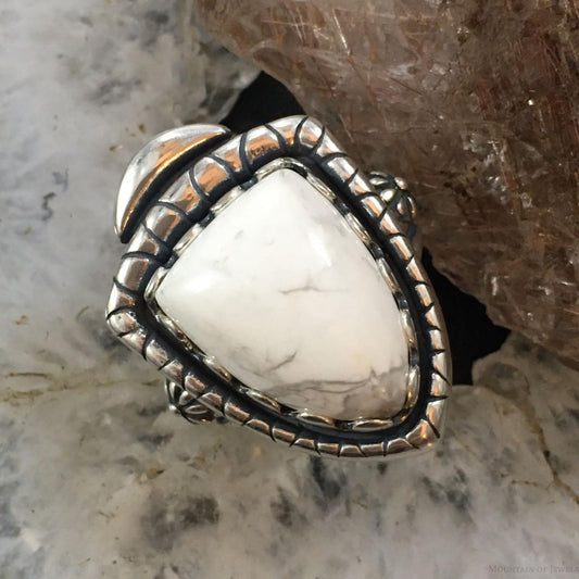 Carolyn Pollack Southwestern Style Sterling Silver Shield Howlite Ring For Women