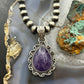 Sterling Silver Southwestern Style Teardrop Charoite Decorated Pendant For Women