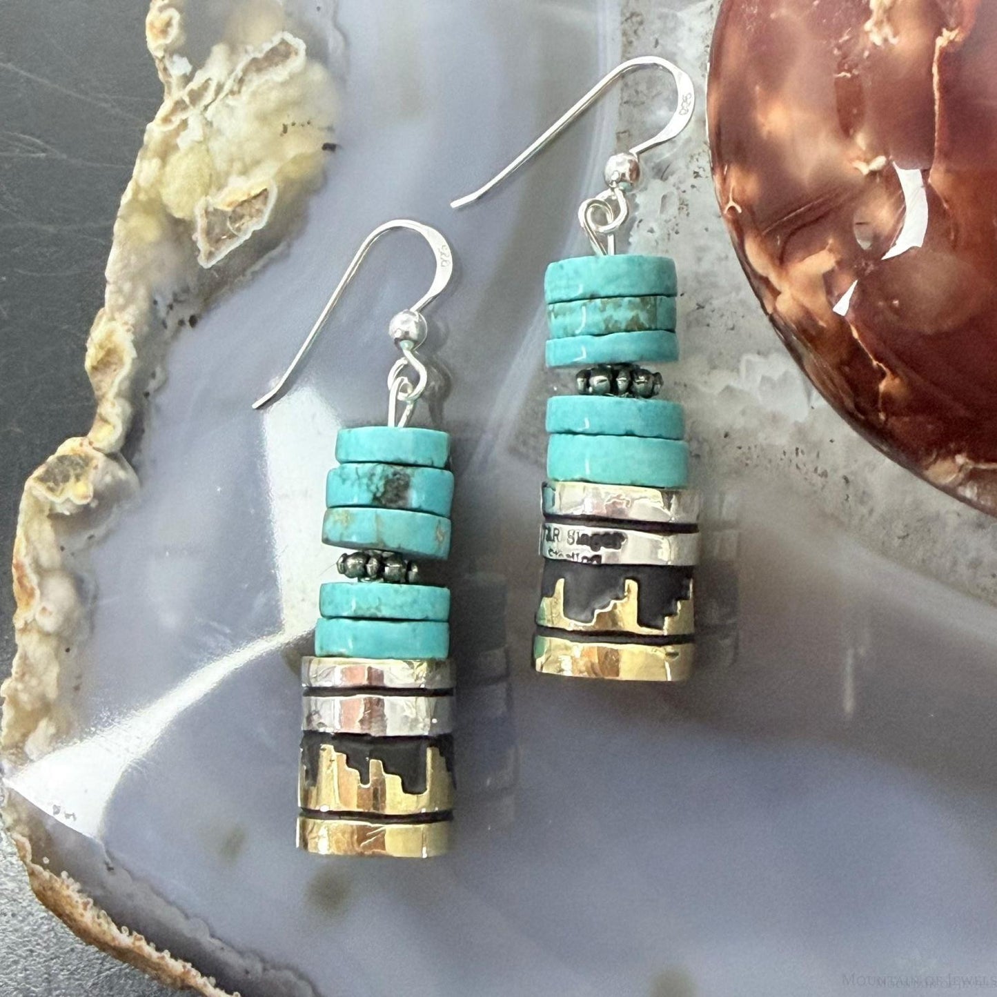 Tommy & Rosita Singer Sterling Silver Turquoise Beads Dangle Earrings For Women