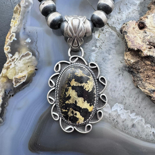 Sterling Silver Southwestern Style Oval Leopard Jasper Decorated Pendant For Women