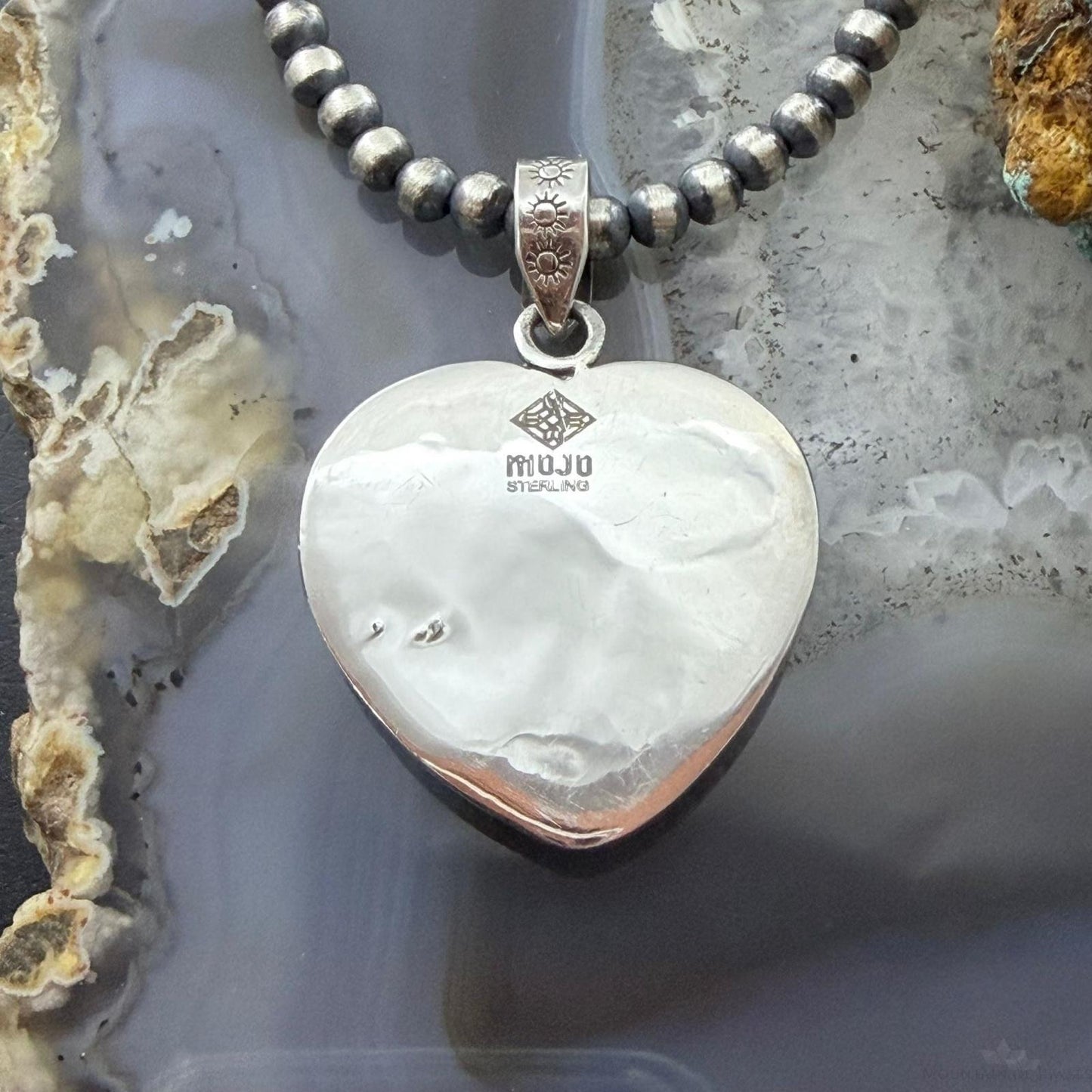 Sterling Silver Southwestern Style Mohave Green Turquoise Heart Pendant For Women