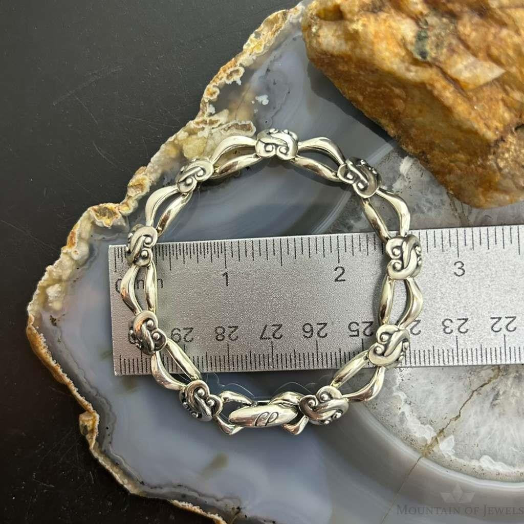 Carolyn Pollack Sterling Silver Fold Over Clasp Link Bracelet For Women
