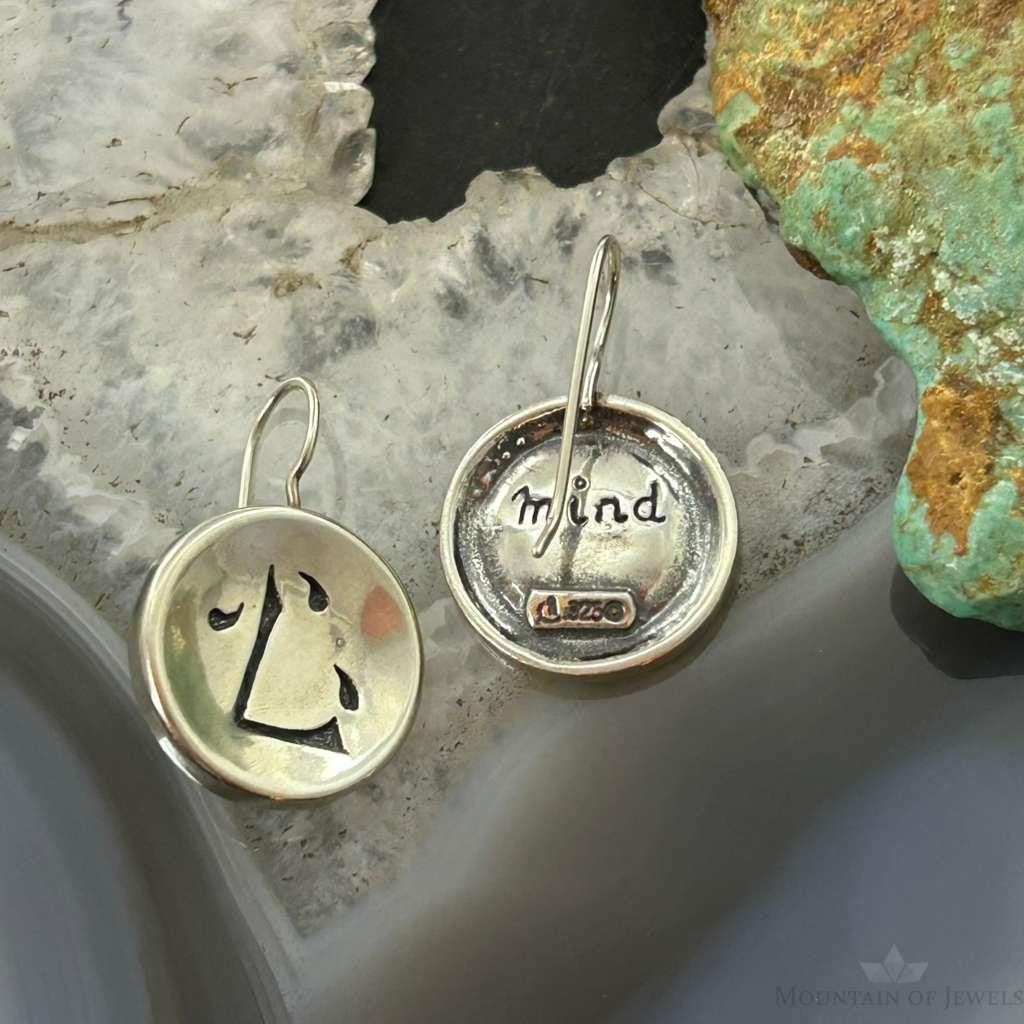 Carolyn Pollack Sterling Silver kanji Symbol "Mind" Dangle Earrings For Women