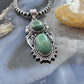 Sterling Silver Southwestern Style 2 Green Turquoise Decorated Pendant For Women