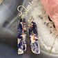 Sterling Silver Elongated Tilde Shape Blue Sodalite Slab Dangle Earrings For Women  #216