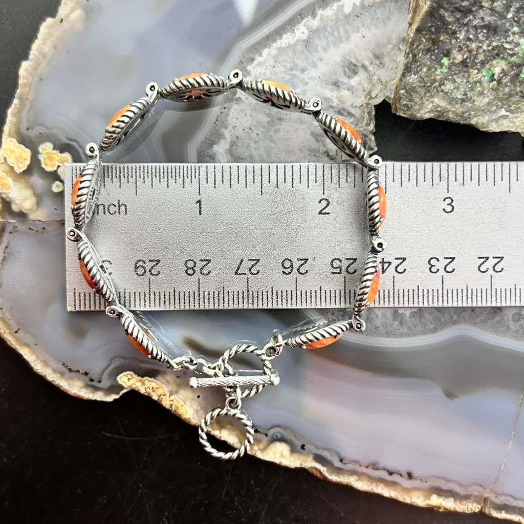 Carolyn Pollack Sterling Silver Spiny Oyster Decorated Link Bracelet For Women