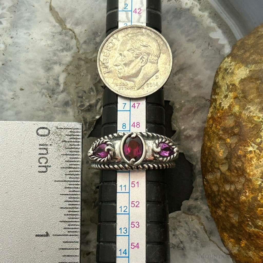Carolyn Pollack Sterling Silver 3 Faceted Tourmaline Ring Size 5 For Women