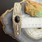 Signed Vintage Sterling Silver Native American Onyx Stamped Hair Barrette For Women