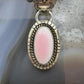 Native American Sterling Silver Oval Pink Conch Decorated Bail Pendant For Women