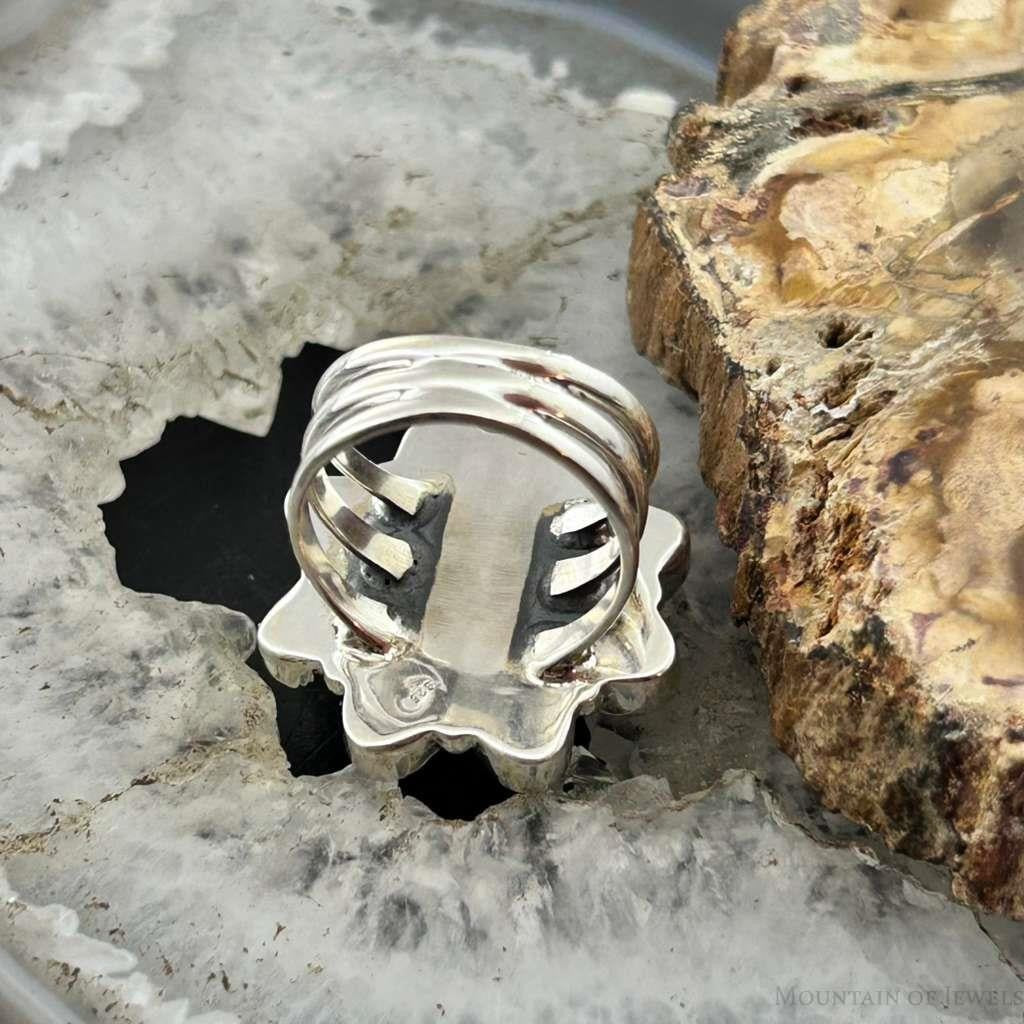 Sterling Silver Southwestern Style Mohave Turquoise Cluster Ring Size 7.75 For Women