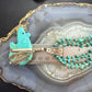 Vintage Native American 2 Strand Kingman Turquoise w/Fetish Bear Necklace